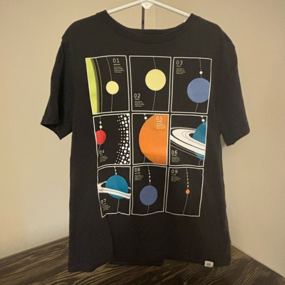 GAP Black Kids Solar System Graphic Tee with Bright Planet Colors